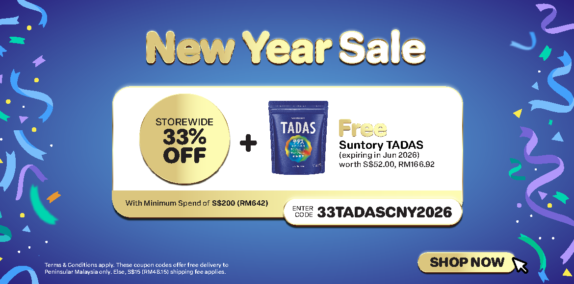Storewide 33% Off + Suntory TADAS +  Free Delivery to Peninsular Malaysia only. Other T&Cs apply.
